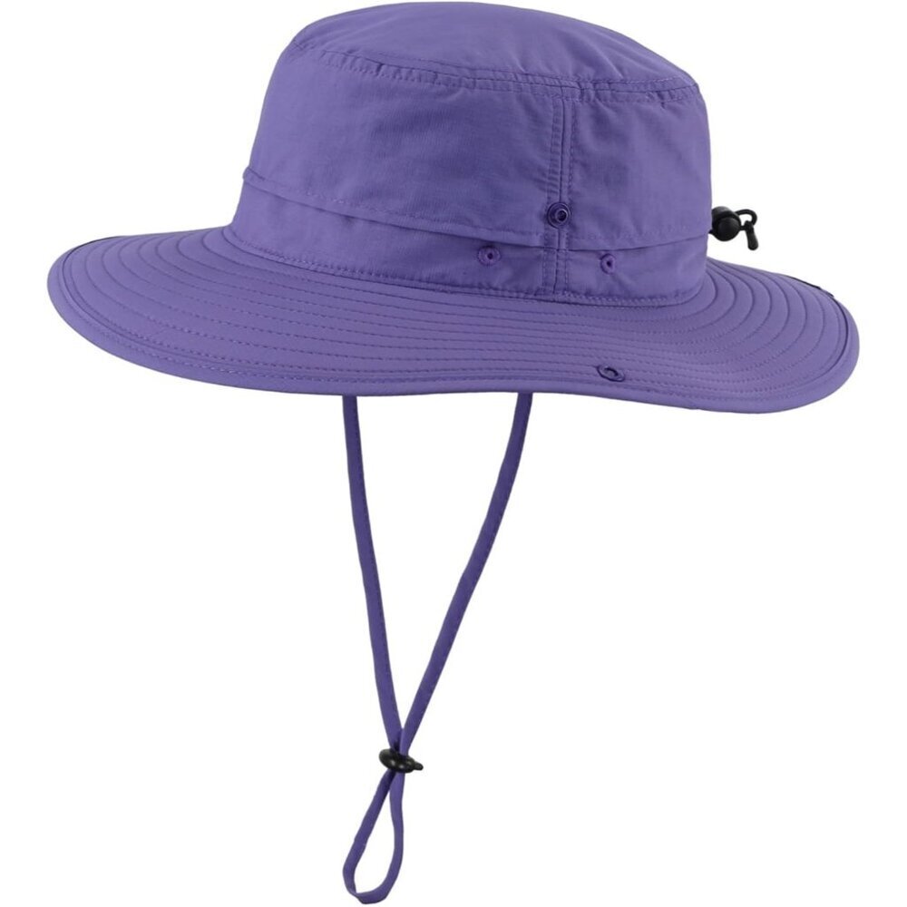 Unisex Purple 100% Nylon Wide Brim Boonie with Chin Strap Classic Cowboy Hat
